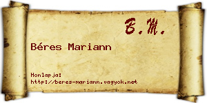 Béres Mariann névjegykártya